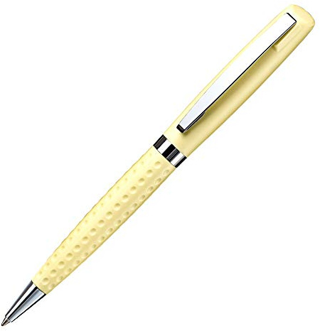 Kugelschreiber mit Stempel personalisiert, Heri G Light, 3 Zeilen, Gelb | Kugelschreiber gelb mit graviertem Stempel – sonnig-auffälliger 2in1 Stift für Büro und unterwegs