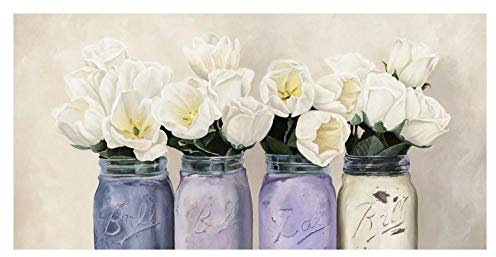 Artworks Italia Tulipanes en tarros Mason (detalle) - Arte de papel, 38 x 20 pulgadas