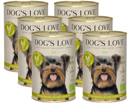DOG'S LOVE 100% Bio Hunde-Nassfutter Huhn 6 x 400g | ohne Getreide