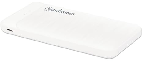 Manhattan Power Bank, 10000 mAh, Output: 2x USB-A (2.1A & 1A), Input: USB-C & Micro-USB (both 2A), White, Blister