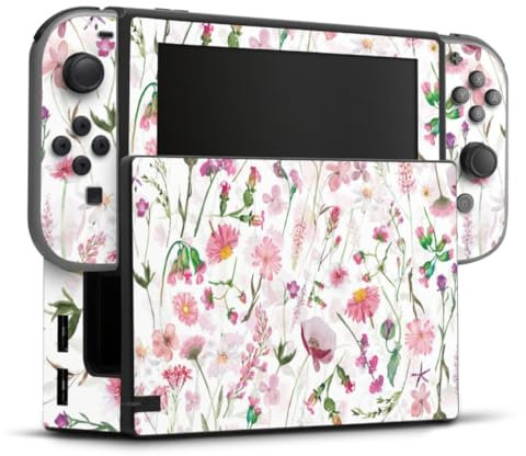 DeinDesign Skin kompatibel mit Nintendo Switch Folie Sticker Blumenkranz Blume Wiese