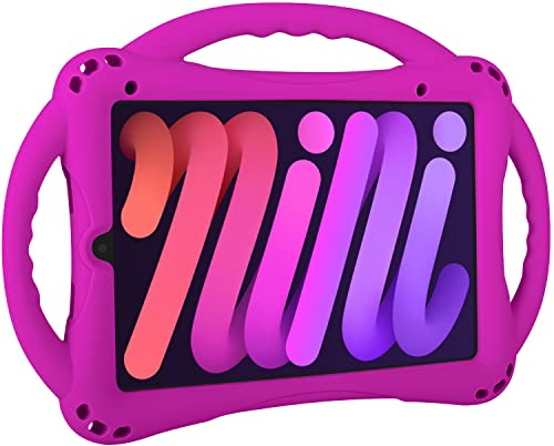 TopEsct Kids Case for iPad Mini 7 (A17 Pro) 2024 /iPad Mini6 2021, Shockproof Silicone Cover with Handle Stand for 8.3 iPad Mini 6th/7th Gen,Purple