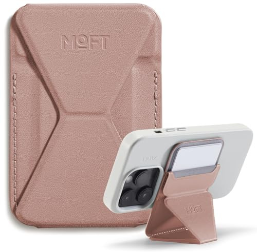 MOFT Porte Carte Magsafe pour iPhone 17/16/15/14/13/12, Magsafe Wallet en MOVAS Cuir Végan, Magnétisme Utra-Puissant, Support Téléphone Portable à 3 Modes, 2 Supports de Cartes (Nude Classique)