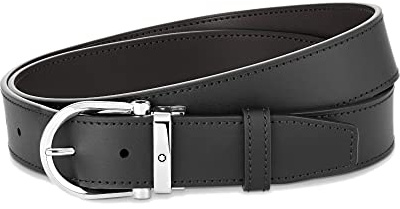 Montblanc Cintura in pelle bicolore reversibile nero/marrone 3,5 cm fibbia in cera di cavallo, M, pelle, senza gemma, Medium, Pelle, Nessuna gemma