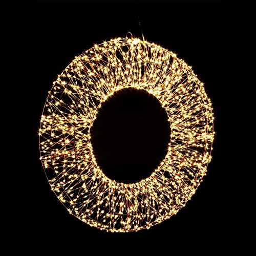 Magie di Natale Corona di metallo Classic Copper Luminosa a led con nanoled per Esterno ed Interno con filo di Rame (Ø 50 x h 7 cm)