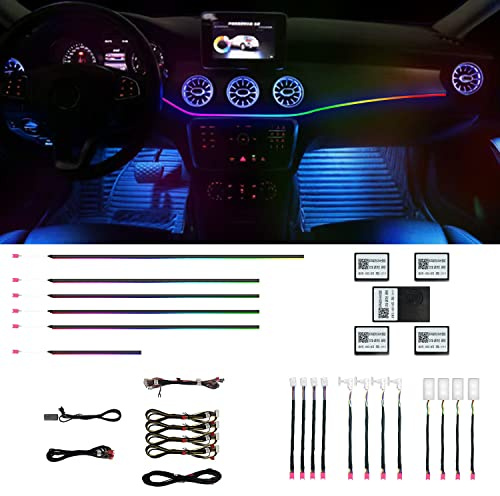 Auto Innenraumbeleuchtung, 18 in 1 HMYC 128 Bunte LED Acryl Faseroptikstreifen,universelle Dekorationsatmosphäre mit Musiksynchronisationsrhythmus,APP-Steuerung, RGB-Neonbeleuchtung für alle Autos