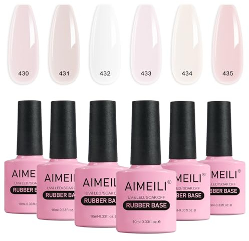 AIMEILI Rubber Base Gel Set 6pcs Rubber Base Coat Soak Off UV LED Nägel Unterlack Gel Nagellack Maniküre Kit 6 * 10ml - 44