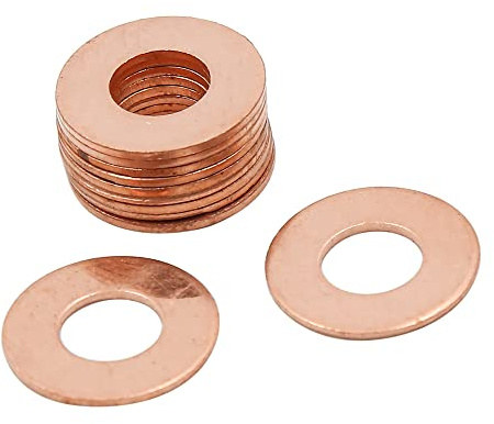A ABSOPRO Cobre Arandela M8 x 18mm x 1mm Plano Sellado Junta Anillo (Juego de 10)