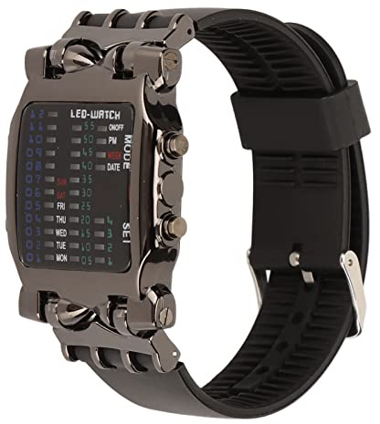 Orologio binario,orologio da polso binario digitale per uomo, orologio elettronico con cinturino in silicone con display digitale a LED colorato binario a forma di granchio da 240 mAh, moda creativa
