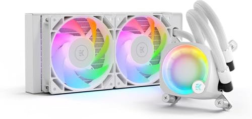 EK Nucleus AIO CR240 Lux White D-RGB Enfriador líquido CPU All-in-One, componentes de refrigeración líquida para Ordenador, Ventilador de 120 mm, Compatible con los últimos procesadores Intel y AMD
