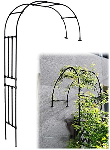 Rosenbogen, groß, Metall-Gartenbogen, Kletterpflanzen, Rankgitter, Pergola-Laube, wetterbeständig, rostfrei, Rankgitter für Terrasse, Hinterhof, Gartendekoration (Farbe: Schwarz, Größe: 150