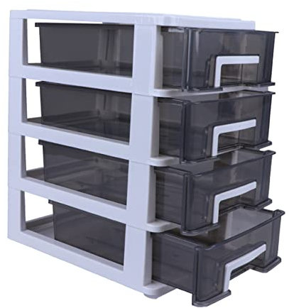 NUOBESTY Aufbewahrung Box Aus Kunststoff Organizer Vierschichtiger Stauraum Für Kleinteile Tragbar Für Büro Arbeitszimmer Wohnzimmer
