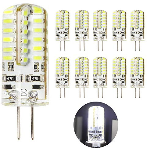 Mengjay 10 Stück 3.5W G4 LED Lampe, 48X 3014SMD, 250LM, Ersatz für 35W Halogenlampen,12V DC, 6000k Kaltweiß,360° Abstrahlwinkel, LED Birnen, LED Leuchtmittel