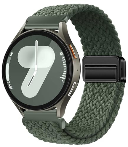 XMUXI 20 mm nylonarmband, kompatibelt med Samsumg Galaxy 7/6/5/4 40/44 mm/FE/Galaxy 6 Classic/5 Pro/4 Classic, magnetiskt klockarmband för sportklocka, för damer och herrar, elastiskt och flätat