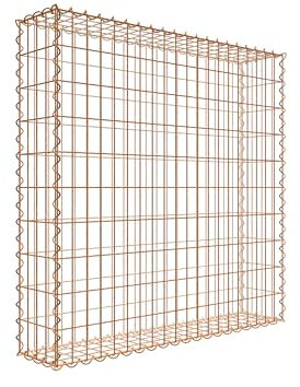 Rostige Gabione 100 cm x 100 cm x 20 cm (L x H x D), maskstorlek 5 cm x 10 cm, spiral