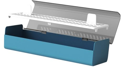 KICHOUSE Boîte De Rangement Pour Avec Égouttoir Organisateur De Couverts Pour Cuisine Maison Camping Support De Couverts Pratique Et Élégant Longue Bleu