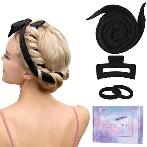Neu Lockenwickler Locken Ohne Hitze, Lockenwickler Uber Nacht, Hair Curls Band über Nacht mit Haarnadel Rutschfest, DIY Hair Curler Lockenband, Haarband Locken Wave Formers für Mittleres Langes Haar