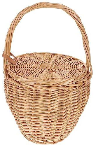 Kichvoe Hand-woven Rattan Handbag Simple Style Bag Sunlight and Frost Resistant Random Color