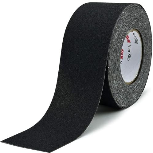 S&X Ruban adhésif antidérapant de 7,5 cm x 18,3 m pour marches, escaliers, terrasses, ruban de friction haute traction pour extérieur, imperméable et durable, noir