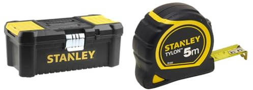 Stanley Stst1-75515 Boîte À Outils Avec Plateau Porte-Outils Amovible & 1-30-697 - Mètre Tylon Bi matière 5m X 19mm - Ruban Anti-Corrosion - Blocage Du Ruban - Position Du Zéro
