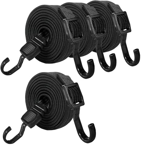 INCETUE Verstellbar Spanngummi mit Haken, 200cm Lang Spanngurte 4er Set, Flach Expander mit Metallhaken, Extra Stark Gepäckspanner Gummiseil, Spanngurte für Sonnensegel, Garten, Fahrrad, Auto, Tarps -