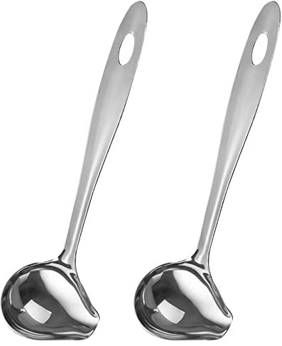 2 Stück Soßenlöffel aus Edelstahl, Suppenkelle Edelstahl, Klein Saucenkelle mit Ausgießer, Saucenlöffel Spülmaschinenfest, Saucenkelle mit Ausgießer für Suppensoßen Bratensoßen Dressings