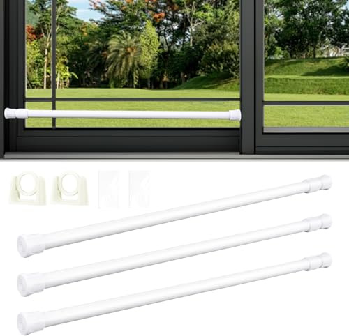 Verstellbare Fenstersicherheitsstangen – bruchsicher, 40,1–70,1 cm mit Gummispitzen für Schieber, für Zuhause/Mieter, Seelenfrieden: keine Kratzer, sichert Schiebefenster und Türen, 3 Stück