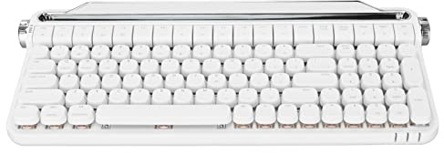 Brilluxa Tastiera per macchina da scrivere, tastiera da gioco meccanica con interruttore rosso, tastiera meccanica RGB, tastiera vintage retroilluminata RGB 100 tasti BT5.1 per Android (Weiß)