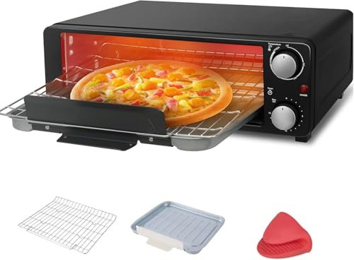 Pizzera eléctrica, Horno de Pizza eléctrico de 1200 W, Horno de Pizza portátil para Interiores, Pizza de Mesa, Cocina de Pizza de Acero Inoxidable con Temporizador de 15 Minutos, 0-230 °C AJ