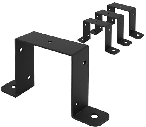 Wpbhk Lot de 4 supports de fixation pour poteau de sangle, collier de serrage en forme de U, boucle de tube carrée noire pour poteau de clôture de 4 x 4