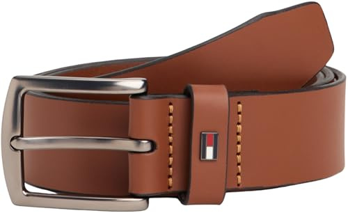 Tommy Hilfiger Cintura Uomo Denton 3,5 cm Cintura in Pelle, Marrone (Winter Cognac), 130 cm