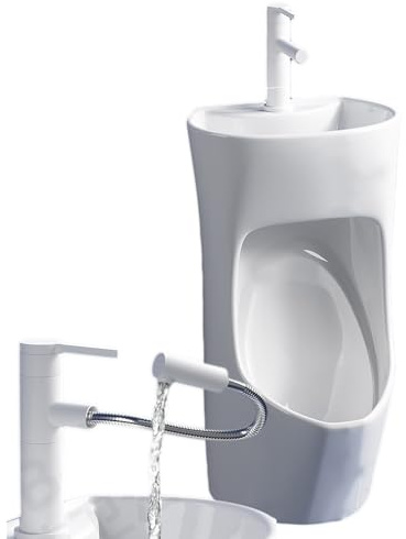 PQXQZ Orinal Adulto Colector de Orina para Hombre de Pared Urinario Portatil Hombre Masculino con Diseño de Grifo Extraíble a Prueba de Derrames Urinario de Porcelana para Restaurante Bar