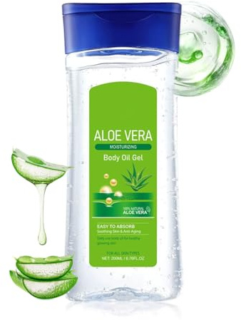 Aloe Vera Body Oil Moisturiser for Dry & Sensitive Skin | Fast-Absorbing Aloe Vera Oil For Face & Body, Lightweight, Non-Greasy, Hydrating