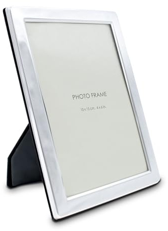 Cornice portafoto con cornice piatta e larga in metallo color argento – per 10 x 15 cm – cornice portafoto per foto verticale e orizzontale – Portait cornice di ricambio verticale horrizontal