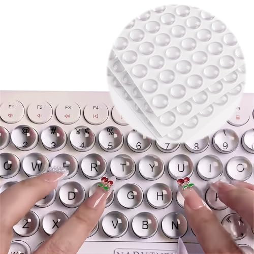 108 Stück Silikon Nagelkunst Tastatur Aufkleber, Elastikpuffer Transparent Tastatur-Tastenkappen, Tastaturschutz für Frauen, Tewölbte Tastaturaufkleber, für Frauen mit langen Nägeln
