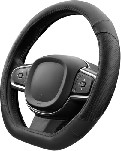 HWMUMI Steering Wheel Cover for Volkswagen Golf R 2015-2025, Leather Car Steering Wheel Cover Elastic Anti-Slip Breathable Soft Steering Wheel Protector Comfort Easy to Clean