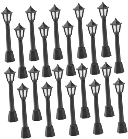 FRCOLOR Micro Lampioni Stradali Per Case Mini Lampione Nero 8 Cm Set Da 20 Pezzi Per Decorazione Paesaggistica Fai Da Te Modellismo Creativo Per Mini Case e Paesaggi in Miniatura