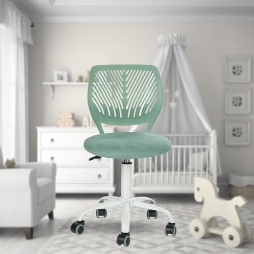 FurnitureR Chaise de Bureau Polyvalente pour Enfants, Chaise de Travail sans Accoudoirs à Hauteur Réglable, Chaise d'Étude Pivotante Colorée pour L'école et Le Bureau à Domicile, Aqua Morandi