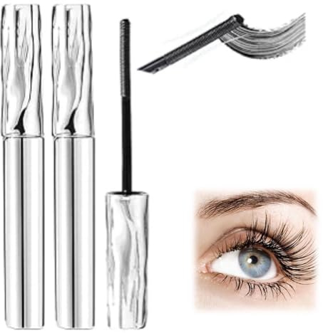 Metal Mascara, 2pcs 3D Curling Eyelash Iron, Iron Eye Mas cara mit Metallbürste, Tubing Mascara, Volumengebende Mas-cara Wimperntusche, Wasserfest Schnell Trocknend Und Wischfest, Länge Volumen