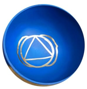 Cuenco tibetano colorido, cuenco de cobre con sonido de Buda hecho a mano for yoga, meditación, sanación y oración con palo de madera.(Blue b)