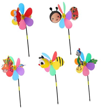 SHINEOFI Lot de 10 Moulins à Vent De Jardin 3D Animaux pour Garçon Et Filles, Décoration Extérieure Colorée, en Plastique, pour Fêtes Et Jardinage, Moulin à Vent Dessin Animé Polyvalent
