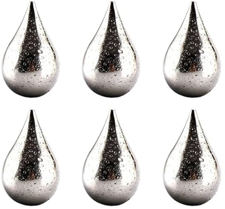 Bloque de hielo de acero – Cubos de refrigeración de metal con forma de gota de agua, piedras de bola de hielo de acero para bebidas, para inauguración de la casa, fiestas, bares, refrescos, vino