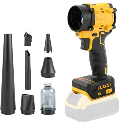 Soplador y aspiradora inalámbricos 2 en 1 compatibles batería Dewalt 18V, soplador aire sin escobillas 150 W/aspiradora aire comprimido con 5 boquillas para automóviles talleres teclados (sin batería)