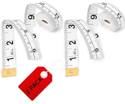 2 Pack Winice Dual Sided Measuring Tape | Perfect to Measure Body | Sewing Tape/Ruler | Durable and Flexible Fiber Glass Material | 60 Inches |150 Centimetres | White Colour White (2 Pack)