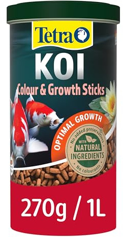 Tetra Pond Koi Sticks Colour & Growth, Comida para los koi, promueve un crecimiento sano y la resistencia, para un esplendor de color natural, lata de 1 L