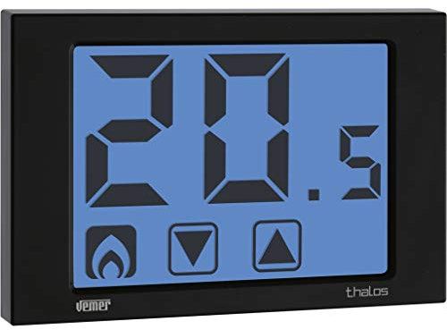 VEMER VE433900 THALOS - Termostato de Ambiente de pared para Calefacción y Aire Acondicionado, Pantalla Táctil, Alimentación a Pilas, Negro