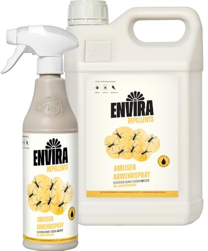 Envira Ameisenspray 500 ml + 5 Liter - effektives Mittel gegen Wegameisen | Ameisen Spray mit Langzeitwirkung gegen Pharaoameisen - für Wohnung, Balkon, Terrasse und Garten loswerden