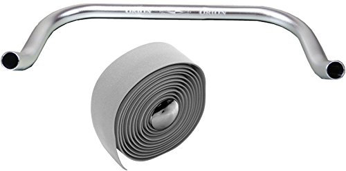 Bullhorn Fixie Singlespeed Lenker Silber mit Lenkerband (grau, 400 Millimeter)