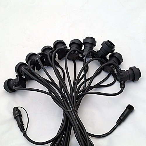 Cordone con 10 Portalampade E27 Cavo Nero 10,00 m Prolungabile, IP44