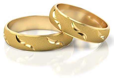 JC GOLD Trauringe - Gelbgold Eheringe inklusive Stein und Gravur im Paarpreis PL130 (14 Karat (585) Gelbgold)